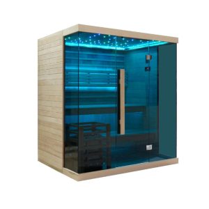 savna jbz180 s prižganimi modrimi led lučmi