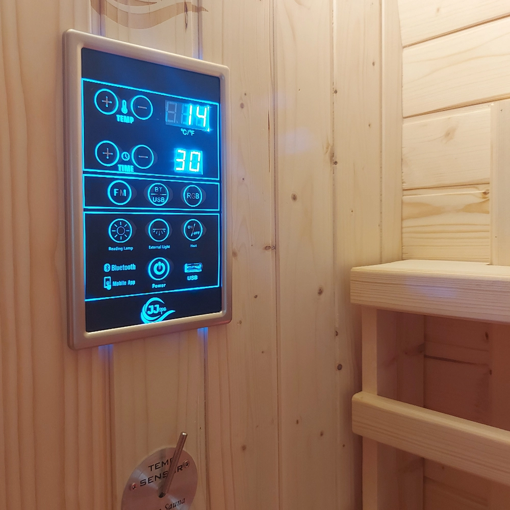 Control panel in the outdoor sauna.