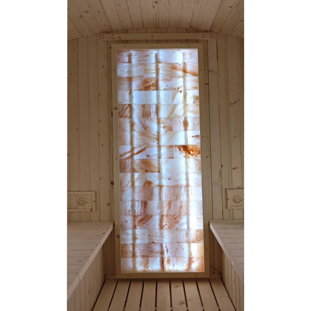 Himalayan salt wall in the sauna.
